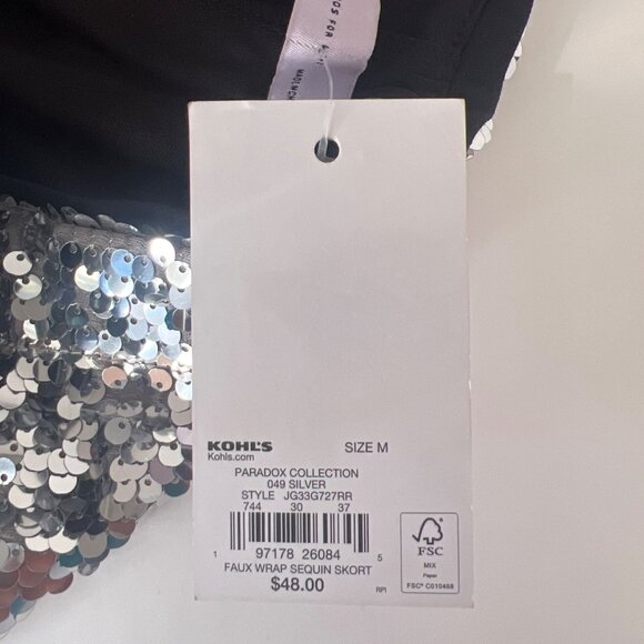 Silver Sequins Skorts Women Size Medium - Picture 9 of 10